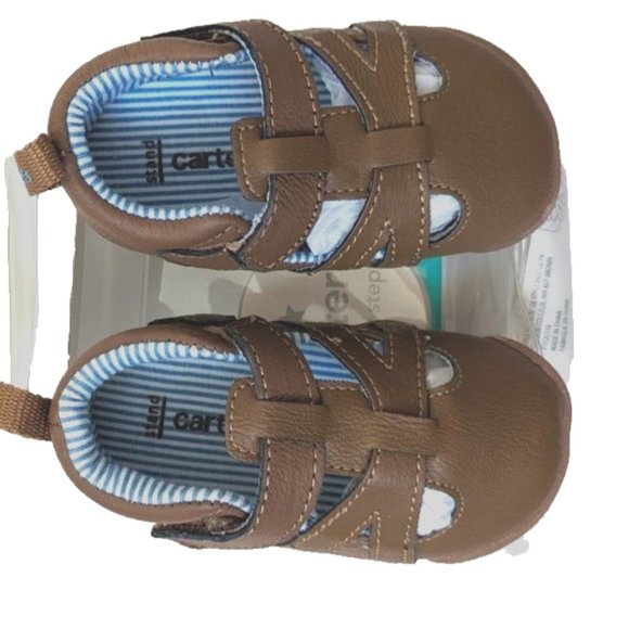 Carter's Stand Shoe BISTROL-P4 Boys Fisherman Sandals Brown-Blue Striped… - Picture 1 of 13